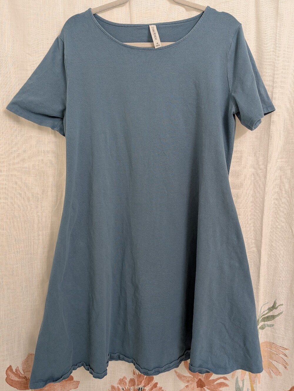 Zenana Premium Blue Swing Dress 1X Short Sleeve Pockets